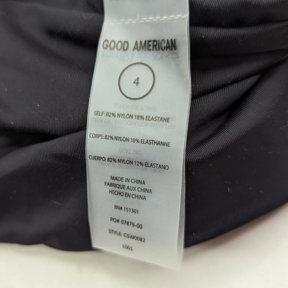 Good American Swim Top Women Black Better Band Bandeau Strapless - Picture 7 of 9